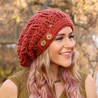 Ginger snap slouchy beret crochet pattern by Julie King, from the book Crocheted Beanies and Slouchy Hats. Stackpole Books is the publisher of this book.