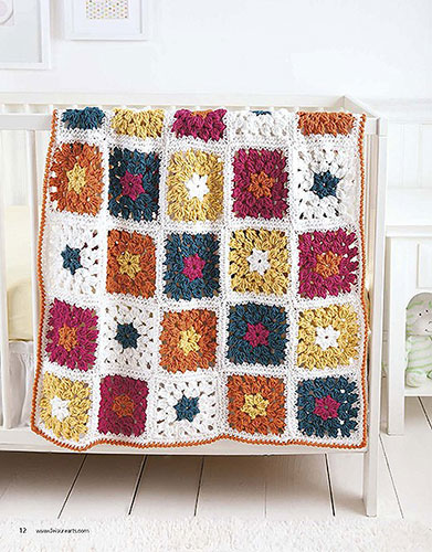 Starburst Motifs Crochet Baby Blanket Pattern -- From the Book Called Color Block Baby Blankets Book by Kristi Simpson, Published by Leisure Arts. Photography by Jason Masters.