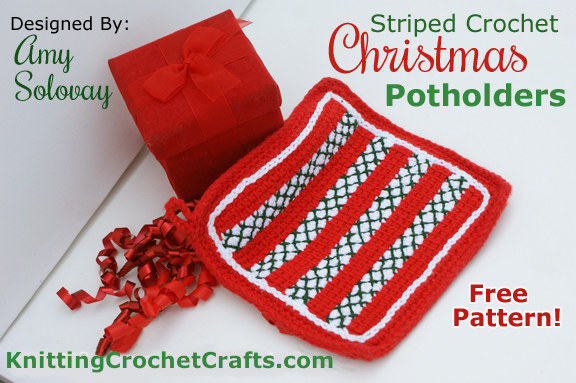 Striped Crochet Christmas Potholders: Free Crochet Pattern