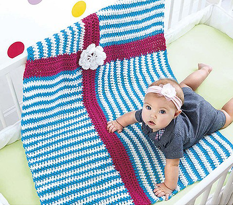 Stripes Abloom Crochet Baby Blanket Pattern by Kristi Simpson, Published by Leisure Arts