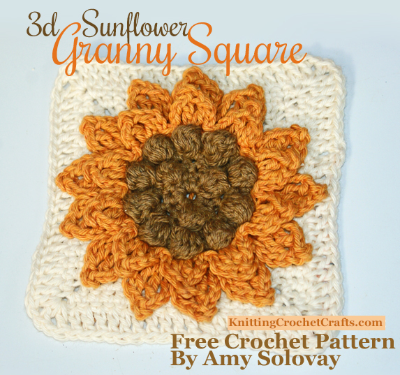 3d Sunflower Crochet Granny Square Pattern