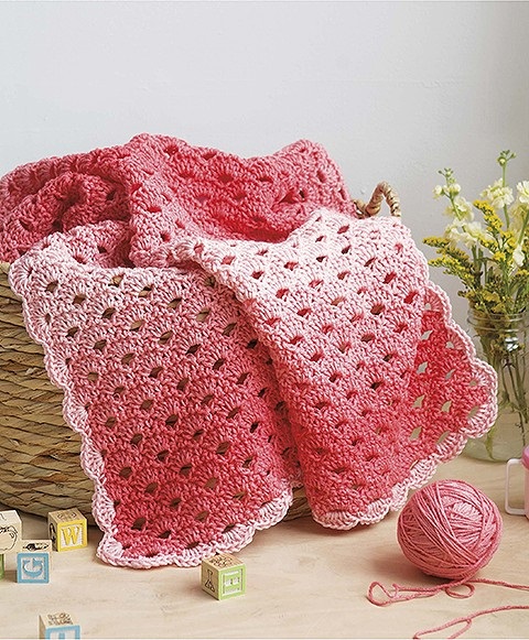 Sweet Crochet Baby Blanket Pattern by Bonnie Barker, from the book called Self-Striping Projects, published by Leisure Arts