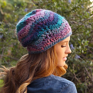 Here you can see the Swell Slouchy Beanie by Julie King. The crochet pattern for this stylish hat is included in Julie's new book called Crocheted Beanies and Slouchy Hats, published by Stackpole Books.