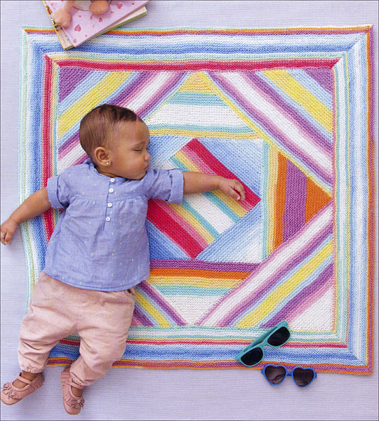 Triangles Squared Easy Knitted Baby Blanket Pattern -- This pattern is included in the Ice Cream Baby Afghans book, published by Leisure Arts