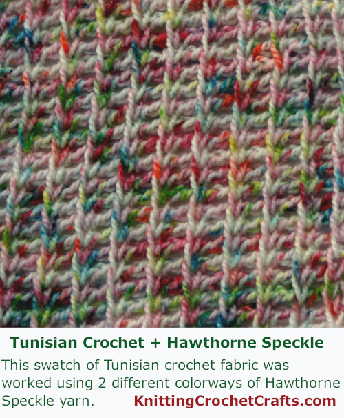 Tunisian Crochet Fabric Swatch Worked with Hawthorne Speckle Yarn
