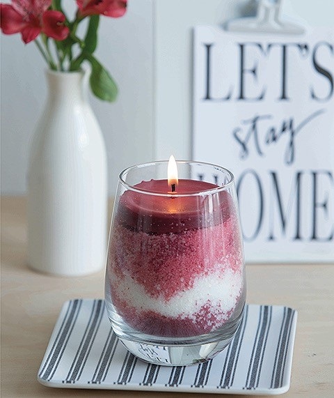 Wine and Roses Sand Candle -- The instructions for this creative candle are included in Stephanie Rose's new book called Home Candle Making, published by Leisure Arts