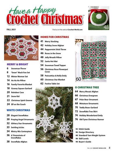 Contents of Crochet World's Christmas 2021 Edition