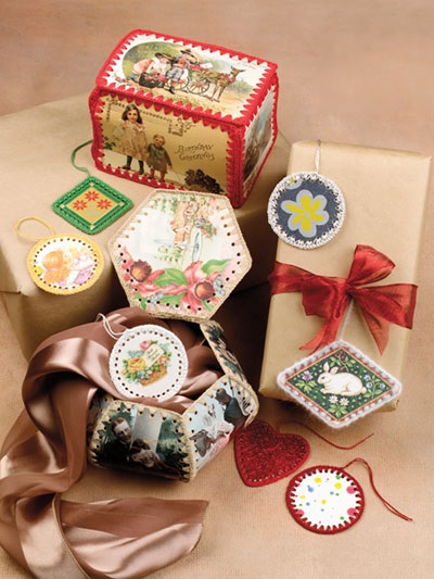 DIY Gift Boxes and Gift Tags From the Big Book of Christmas Crochet, Published by Annie's