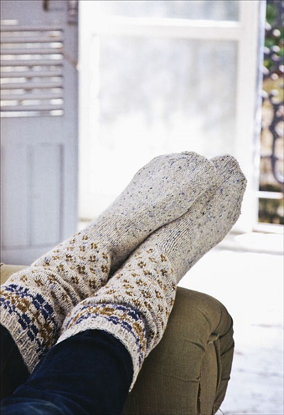 Plaid and Diamond Sock Knitting Pattern by Martin Storey From the Book Easy Fair Isle Knitting, Published by Trafalgar Square Books