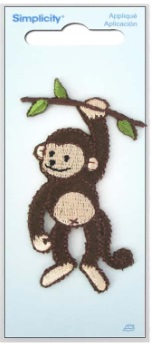 Cute Embroidered Monkey Iron-On Applique by Simplicity