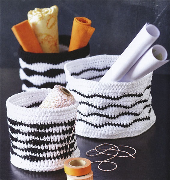 Basket Patterns From the Book Crochet in Black and White, Published by Trafalgar Square Books