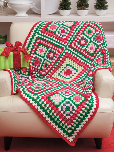 Christmas Granny Square Blanket Pattern From Crochet World's 2021 Christmas Edition Titled Have a Happy Crochet Christmas