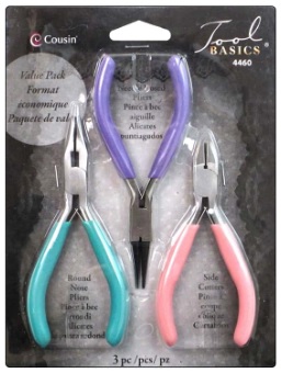 Cousin's 3-Piece Tools Value Pack Includes Round Nose Pliers, Needle Nose Pliers and Side Cutters. These Are All Jewelry Tools That Beginners Are Likely to Find Useful. 