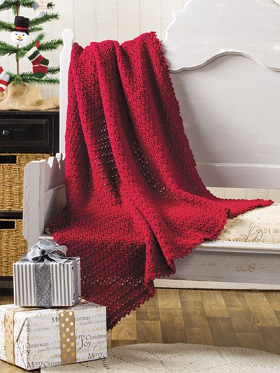 Cranberry Lace Throw Pattern From the Big Book of Christmas Crochet Published by Annie's