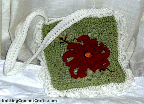 Granny Square Crochet Tote Bag With Flower — Free Crochet Pattern by Lori Jean Karluk