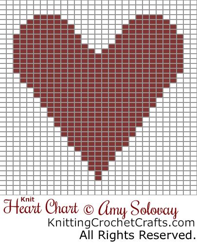Knit Heart Chart for Intarsia Knitting: Free Knitting Pattern
