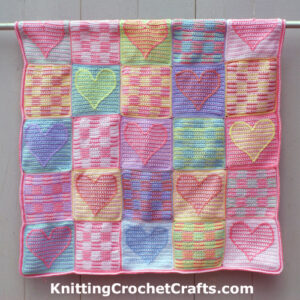 Crochet Baby Blanket With Heart Pattern