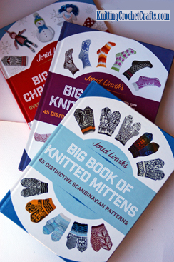 Jorid Linvik's Knitting Books, published by Trafalgar Square Books: Jorid Linvik's Big Book of Knitted Socks; Jorid Linvik's Big Book of Knitted Mittens; and Jorid Linvik's Big Book of Christmas Knits