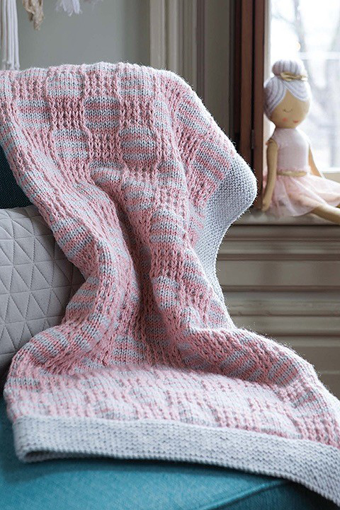 Mosaic Baby Blanket Knitting Pattern by Melissa Leapman from The Beginner's Guide to Mosaic Knitting, published by Leisure Arts