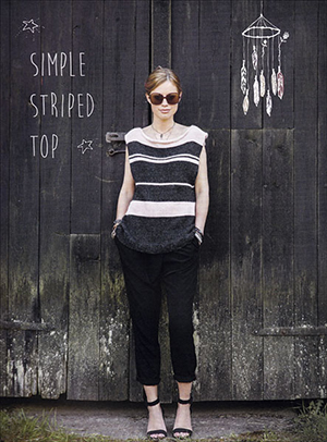 Simple striped top knitting pattern by Frida Ponten. If you want to knit a top like this one, you'll find the pattern in Frida's new book called Knitting for the Fun of It! published by Trafalgar Square Books. 