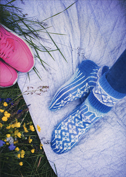 Snowflakes Socks Knitting Pattern From Jorid Linvik's Big Book of Knitted Socks, published by Trafalgar Square Books.  