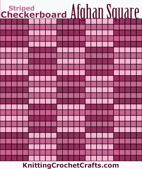 Striped Checkerboard Afghan Square: Free Crochet Pattern