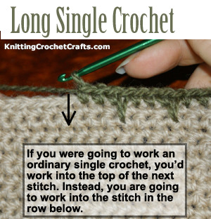 Long Single Crochet Stitch, Otherwise Known as Spike Stitch