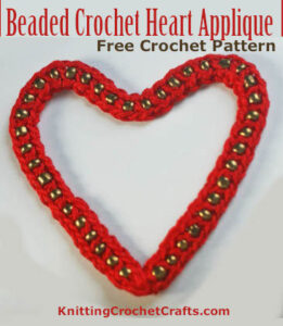 Beaded Crochet Heart Applique