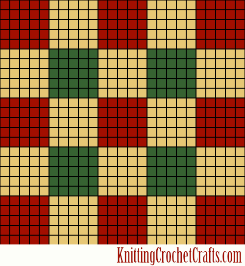Crochet Checkerboard Chart in Red, Green and Gold: Free Crochet Pattern: This pattern is free for your personal use, and also for you to use to make handmade items for sale. However, please take your own pictures of your finished items, and please do not post on other blogs, forums or social media networks. Do not pin on Pinterest. Do not post on Instagram. Thank you so much for your understanding and cooperation.
