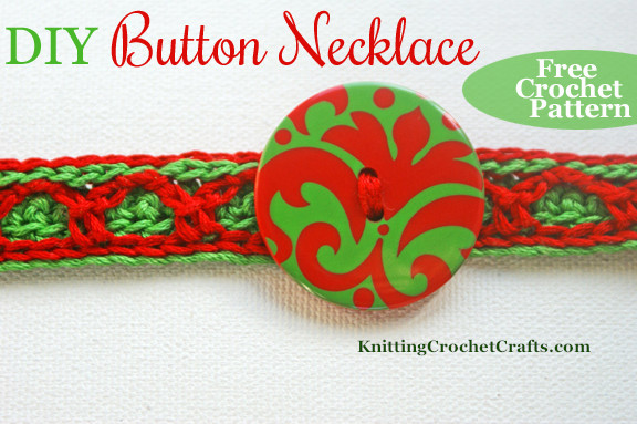 Crochet Button Necklace Made From Embroidery Floss: Free Pattern