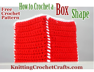 I used whip stitch for sewing the seams on this crocheted box shape. See the white stitches at the corner of the box? Those are whip stitches.