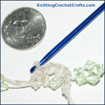 This Photo Shows an Example of What Not to Do. See How the Chenille Yarn Overwhelms the Bead and Obscures It? This Is Not an Ideal Combination; Either Choose Larger Beads to Go With the Chenille, or a Finer Yarn to Go With the Beads.