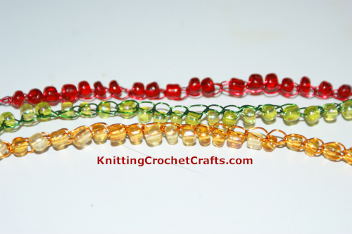 Your Goal: To Crochet 3 Different Beaded Chains Like These to Use for Making Each Beaded Christmas Napkin Ring in Your Set.
