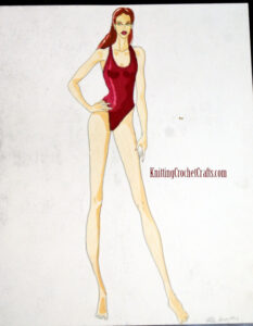 Swimsuit Fashion Illustration by Amy Solovay: Graphite Drawing With Gouache Painted Details 