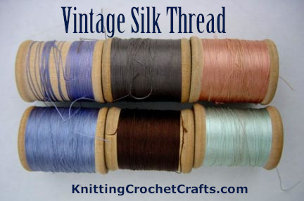 Small Vintage Wooden Spools of Silk Thread