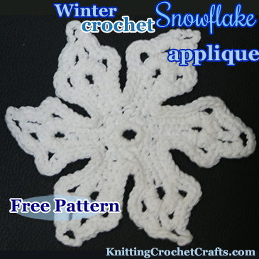 This is a picture of a winter crochet snowflake applique. There is a free crochet pattern for this snowflake that is available online.