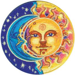 Yellow, Blue and Multicolored Moon and Sun Patch by C&D Visionary