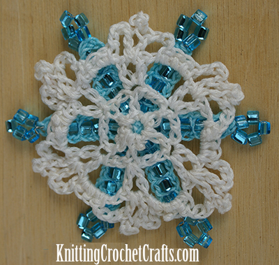 Here's How the Back of the Crochet Snowflake Christmas Ornament Looks.