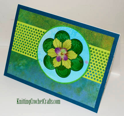 Painted Blank Floral Greeting Card With Mesh Border