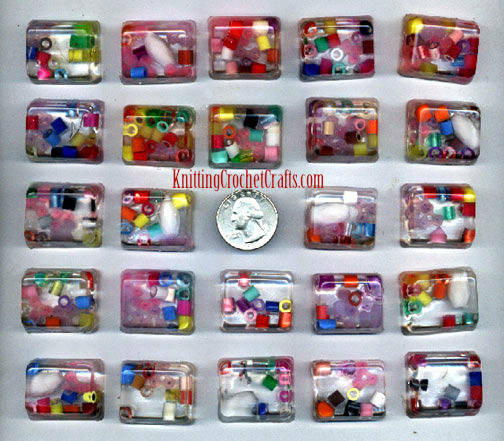 Resin Crafts: Cube-Shaped Pieces of Molded Resin With Colorful Beads Embedded Inside