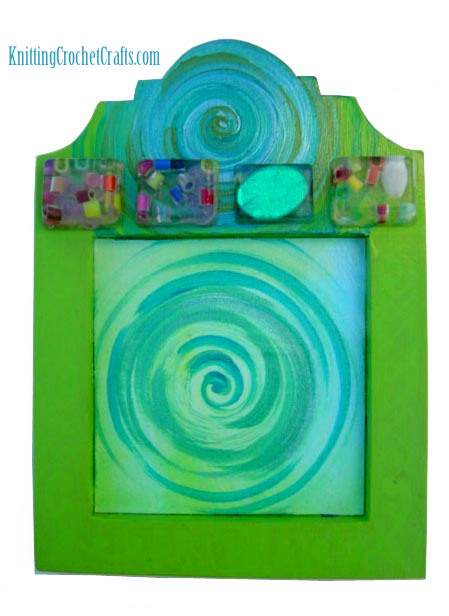 Resin Crafts: Mixed Media Collage Art Featuring Spin Art Plus Molded Resin Cubes With Beads Embedded Inside