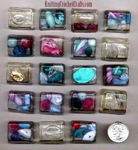 Resin Crafts: Cube Shaped Resin Pieces With Polymer Clay Beads Embedded Inside Them