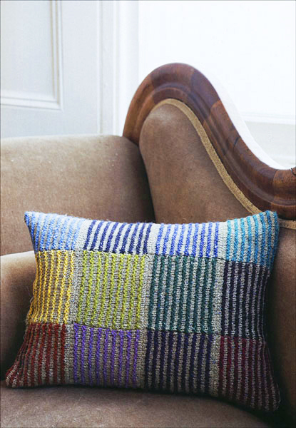 Simply Stripes Pillow Knitting Pattern: Want to knit yourself a pillow just like this one? If so, get yourself a copy of Martin Storey's Afghan Knits. The book includes the pattern for the pillow you see pictured here, plus a fabulous matching blanket too. 