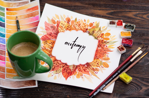Fall Crafts: Autumn Illustration With Brush Lettering. Photo Courtesy of Elena Mozhvilo