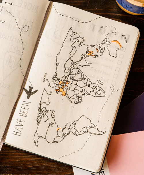 Map for the Travel Bucket List Planner Layout by @thatsherbusiness