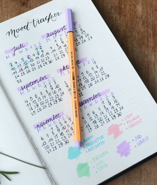 Mood Tracker for Bullet Journal or Planner -- Photo Courtesy of Estée Janssens