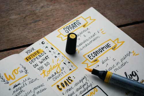 Planner Layout With Goals and Motivational Quote- -- Photo Courtesy of Estée Janssens