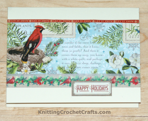 Happy Holidays Christmas Card Making Idea Featuring a Winter-Friendly Cardinal Bird Motif Plus Papers From the Time to Flourish  Patterned Paper Collection by Graphic 45