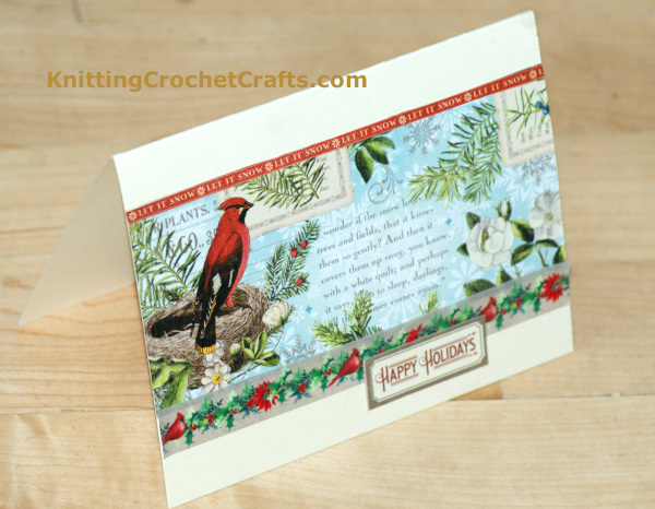 Happy Holidays Card Making Idea Featuring a Beautiful Red Cardinal and Papers From the Time to Flourish Collection by Graphic 45