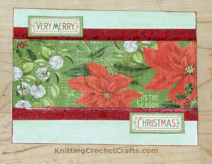 Very Merry Christmas Card Making Idea Featuring Poinsettia Themed Paper by Graphic 45 From the Time to Flourish 8x8 Pad of Patterned Paper.
